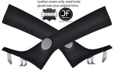 BLACK STITCHING 2X A PILLAR REAL LEATHER COVERS FITS ALFA ROMEO MITO 2008-2015