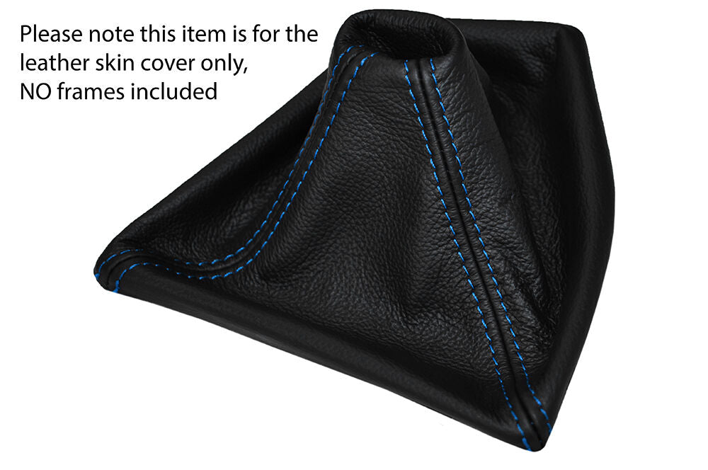 BLUE STITCH MANUAL LEATHER SKIN GEAR GAITER FITS BMW 1 SERIES F20 F21 10-15