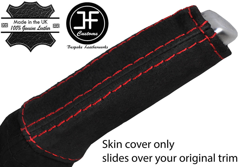 RED  STITCH REAL SUEDE HANDBRAKE HANDLE COVER FOR VAUXHALL OPEL ADAM 2012-2018