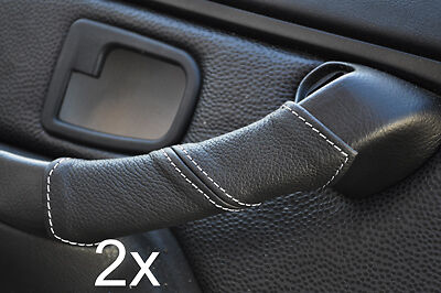 FITS BMW Z3 1995-2003 white stitch 2X DOOR HANDLE LEATHER COVERS CUSTOM NEW