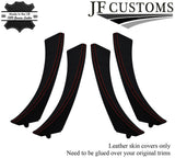 D RED STITCH PERFORATED LEATHER 4X FRONT REAR DOOR HANDLE COVERS FOR BMW E90 E91