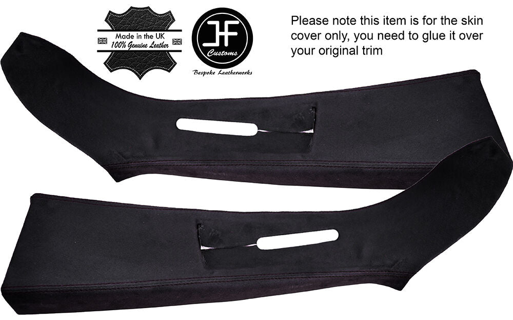 BLACK STITCH 2X UPPER B PILLAR PU SUEDE COVERS FITS VW T5 TRANSPORTER CARAVELLE