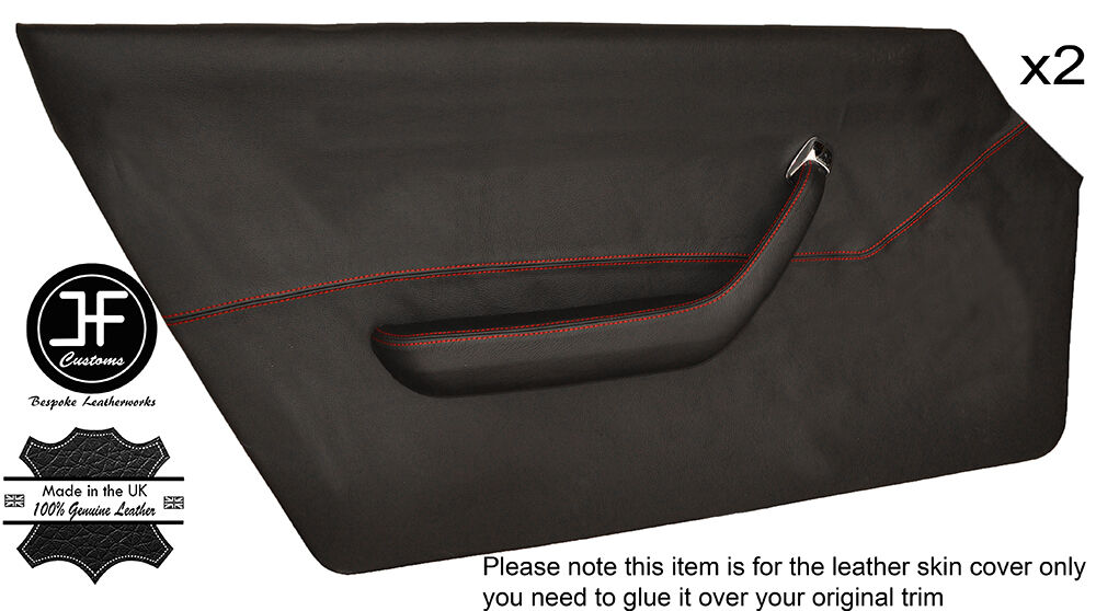 RED STITCH 2X FULL DOOR CARD LEATHER COVER FITS DATSUN 260Z 280Z 2+2 74-78