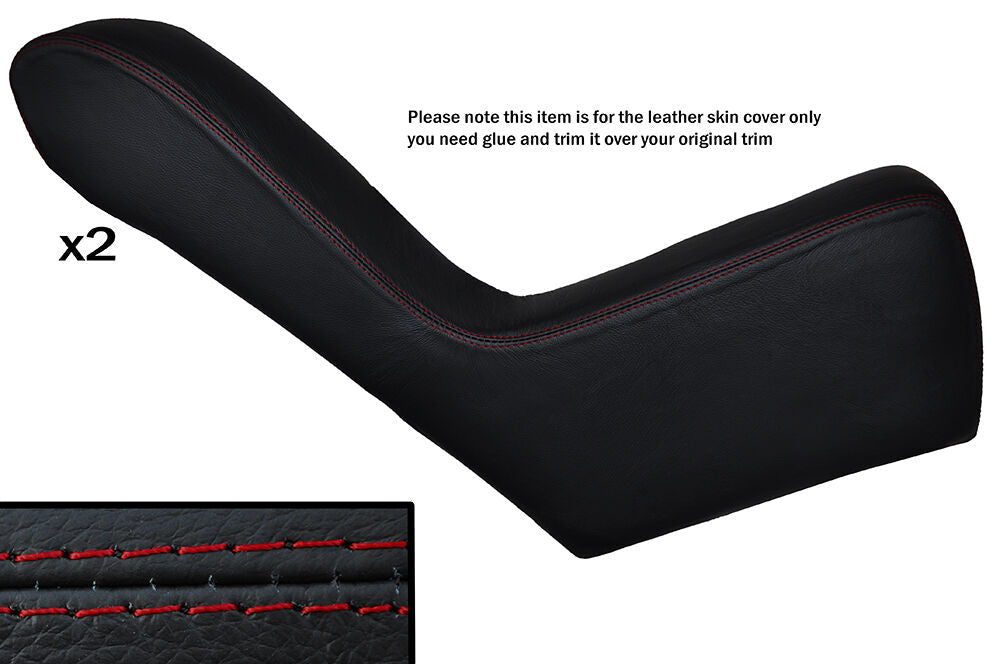 RED STITCH 2X REAR DOOR ARMREST PANEL SKIN COVERS FITS BMW E9 68-75 COUPE