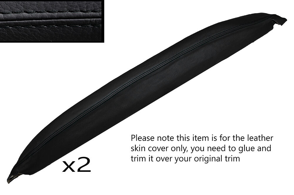 BLACK STITCH 2X FRONT DOOR ARMREST PAD SKIN COVERS FITS LANDROVER SERIES 2A 3