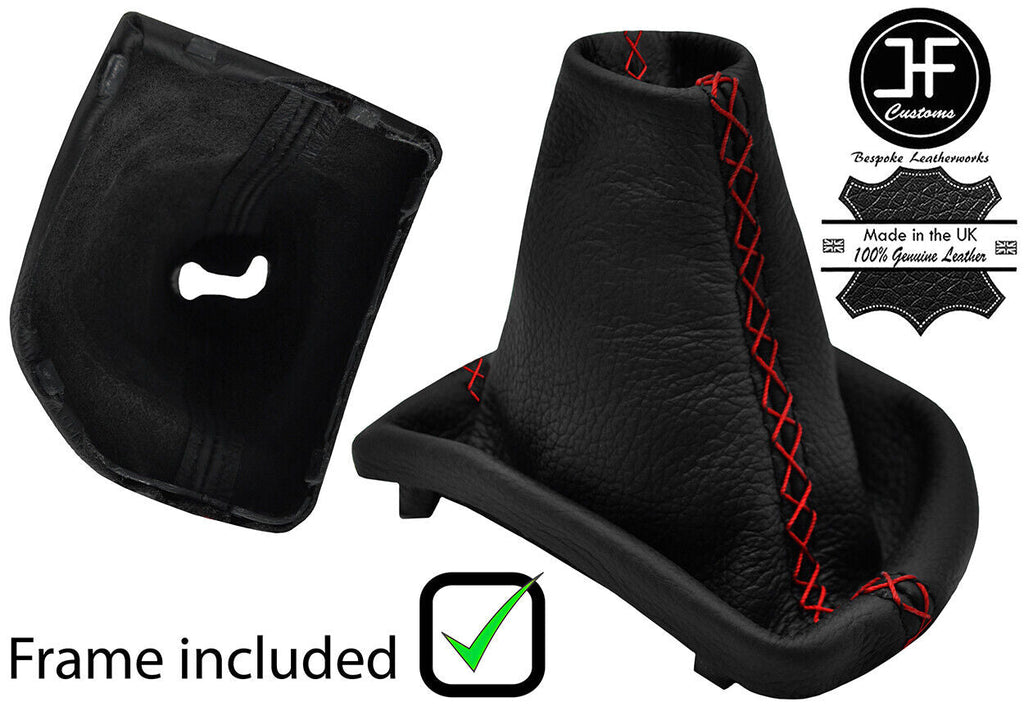 RED X CROSS STITCH LEATHER AUTOMATIC GEAR + PLASTIC FRAME FOR VW T6 16-19