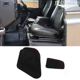 RED ST. 2X SUEDE SEAT HANDLE KNOB & PLATE COVER+FRAME FOR LAND ROVER DEFENDER