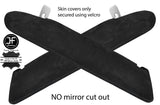 BLACK STITCH 2X SUN VISOR LUXE SUEDE COVERS FOR T5 TRANSPORTER NO MIRROR CUTOUT