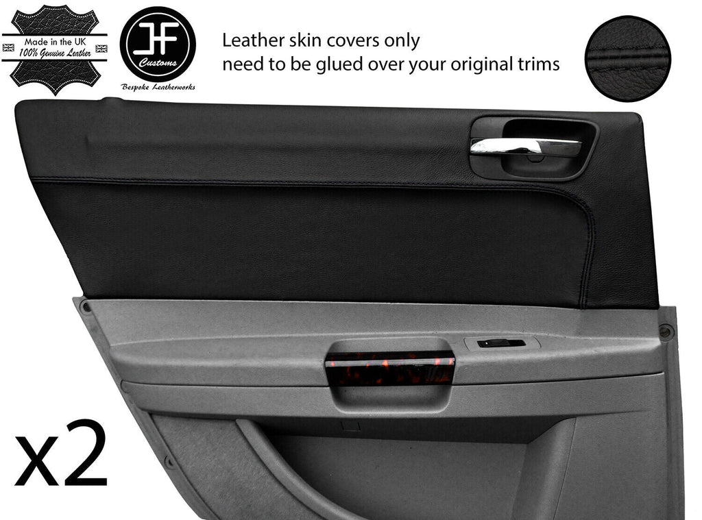 BLACK STITCH 2X REAR DOOR CARD TRIM LEATHER COVER FOR CHRYSLER 300C 2005-2011