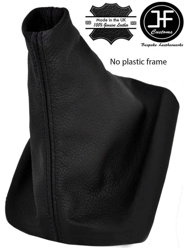 BLACK STITCH FOR VW POLO 9N 9N2 2002-2009 GENUINE LEATHER GEAR STICK GAITER