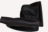 FITS BMW X5 MANUAL HANDBRAKE & GEAR GAITER D RED STITCH CUSTOM NEW MADE IN UK