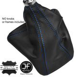 BLUE STITCHING MANUAL LEATHER GEAR GAITER FITS FORD TRANSIT CUSTOM 2013-2016