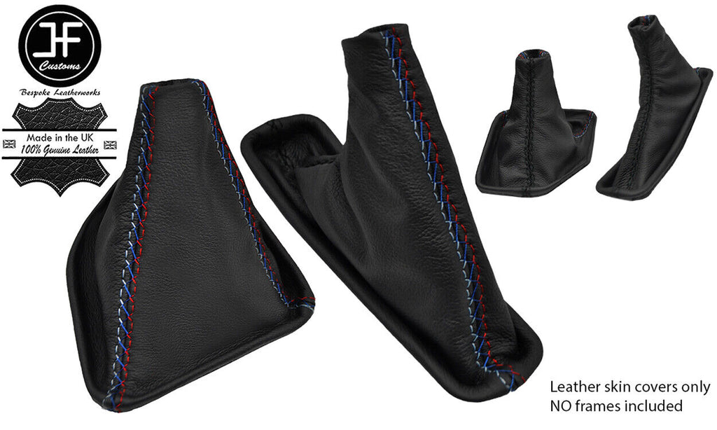 BLACK STITCH MPOWER CROSS STICH LEATHER GEAR&HANDBRAKE GAITER FOR BMW E39 95-03