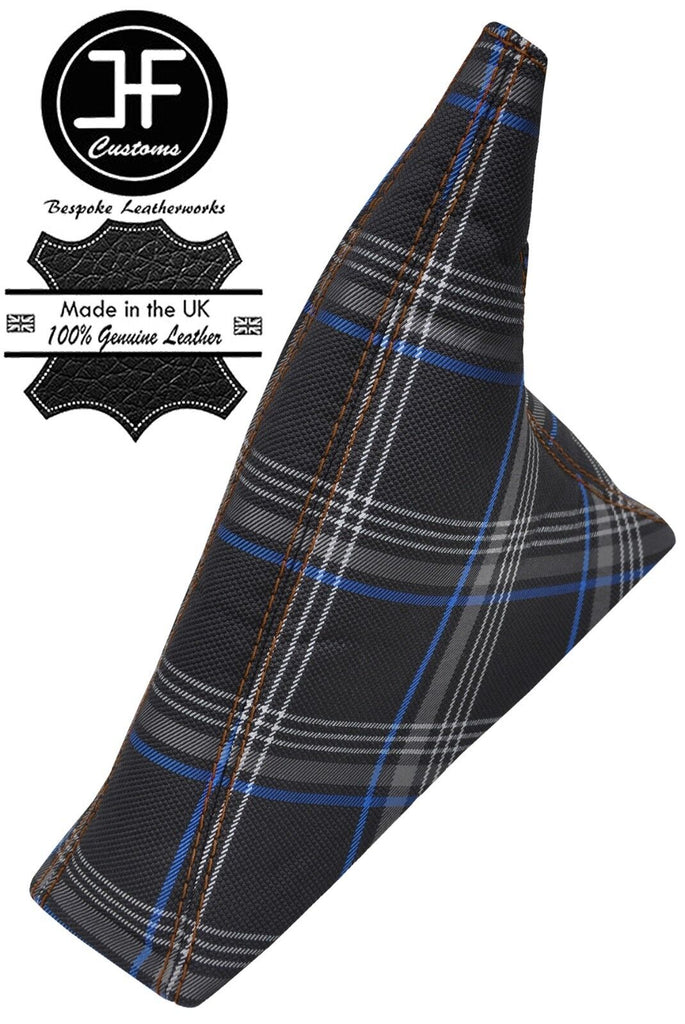 BROWN STITCH TARTAN FABRIC HANDBRAKE GAITER FOR VW T4 TRANSPORTER 90-03 1T