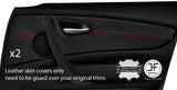 RED STITCH 2X FRONT DOOR CARD TRIM LEATHER COVERS FITS BMW 1 SERIES E87 04-12