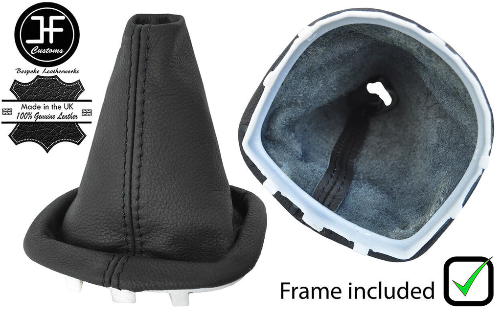BLACK STITCH LEATHER GEAR GAITER WITH PLASTIC FRAME FOR RENAULT CLIO 2006-2011