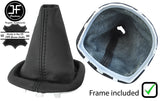 BLACK STITCH LEATHER GEAR GAITER WITH PLASTIC FRAME FOR RENAULT CLIO 2006-2011