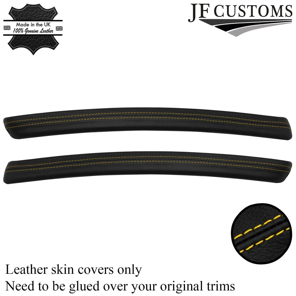 YELLOW STITCH 2X REAR LEATHER DOOR CARD TRIM STRIP COVERS FITS BMW E92