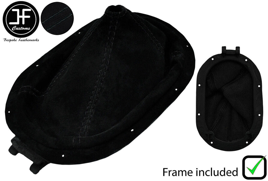 BLACK STITCH SUEDE MANUAL GEAR GAITER+PLASTIC FRAME FITS JEEP WRANGLER 07-10