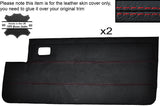 RED STITCH 2X FRONT DOOR CARD SKIN COVERS FITS PEUGEOT 309 1985-1993 3 DOOR