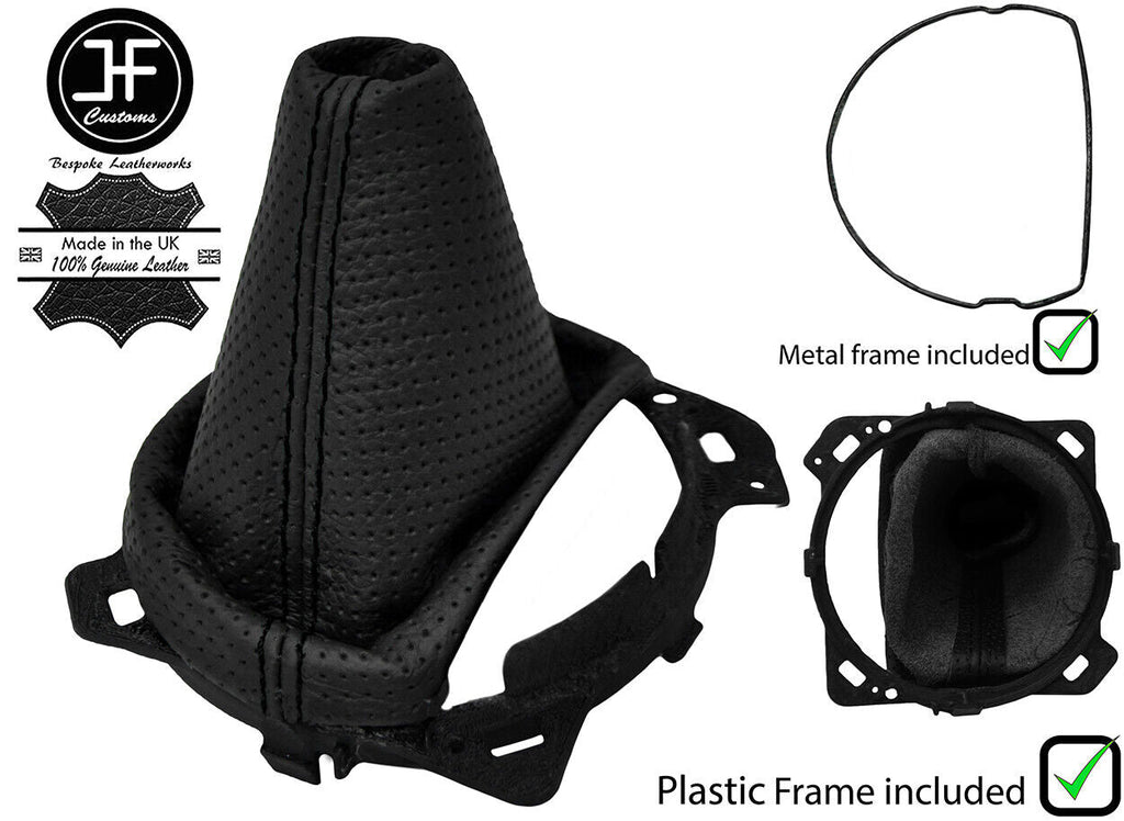 BLACK STITCH PERFORATED LEATHER AUTO GEAR GAITER + FRAMES FOR MG MGTF 1999-2005