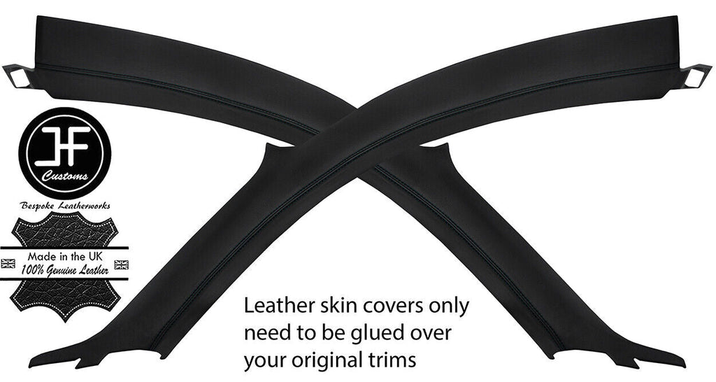 BLACK STITCH 2X A PILLAR LEATHER COVERS FOR AUDI TT MK1 98-06 COUPE STYLE 2