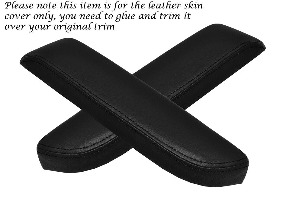 BLACK STITCH 2X DOOR ARMREST LEATHER SKIN COVERS FITS TOYOTA LAND CRUISER 80