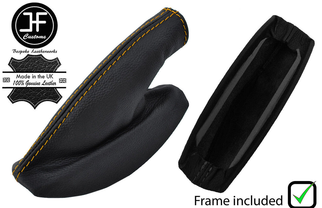YELLOW STITCH LEATHER HANDBRAKE GAITER+PLASTIC FRAME FOR LOTUS ELISE EXIGE 96-14