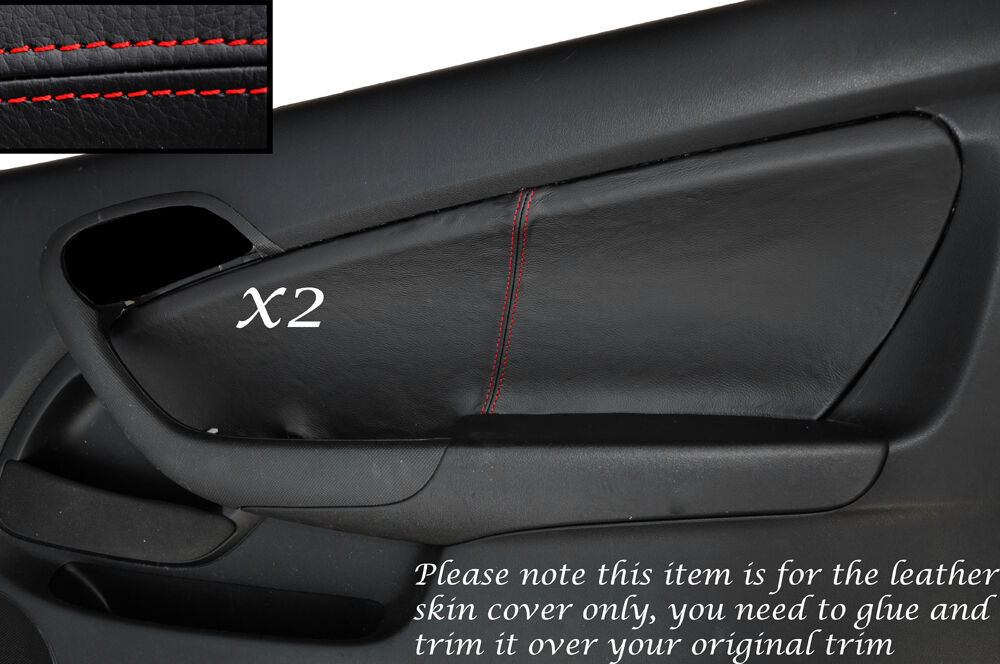 RED STITCH 2X DOOR CARD SKIN COVERS FITS HONDA INTEGRA DC5 ACURA RSX 02-06