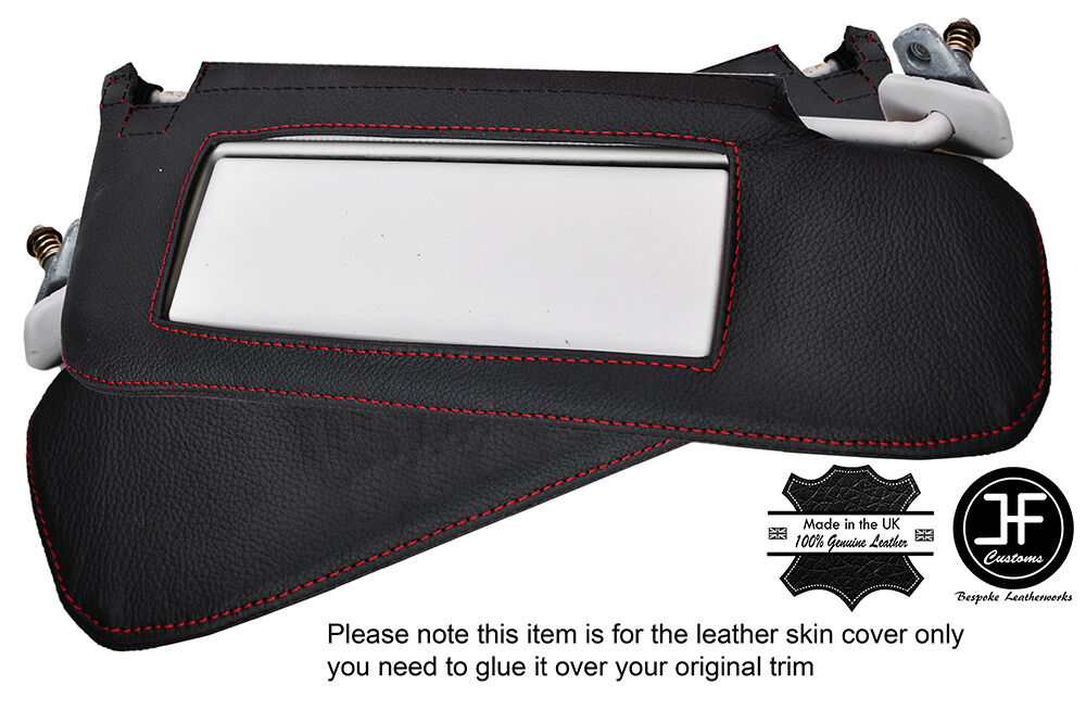 RED STICH 2X SUN VISORS LEATHER COVERS FITS AUDI COUPE QUATTRO S2 B3 B4 88-96