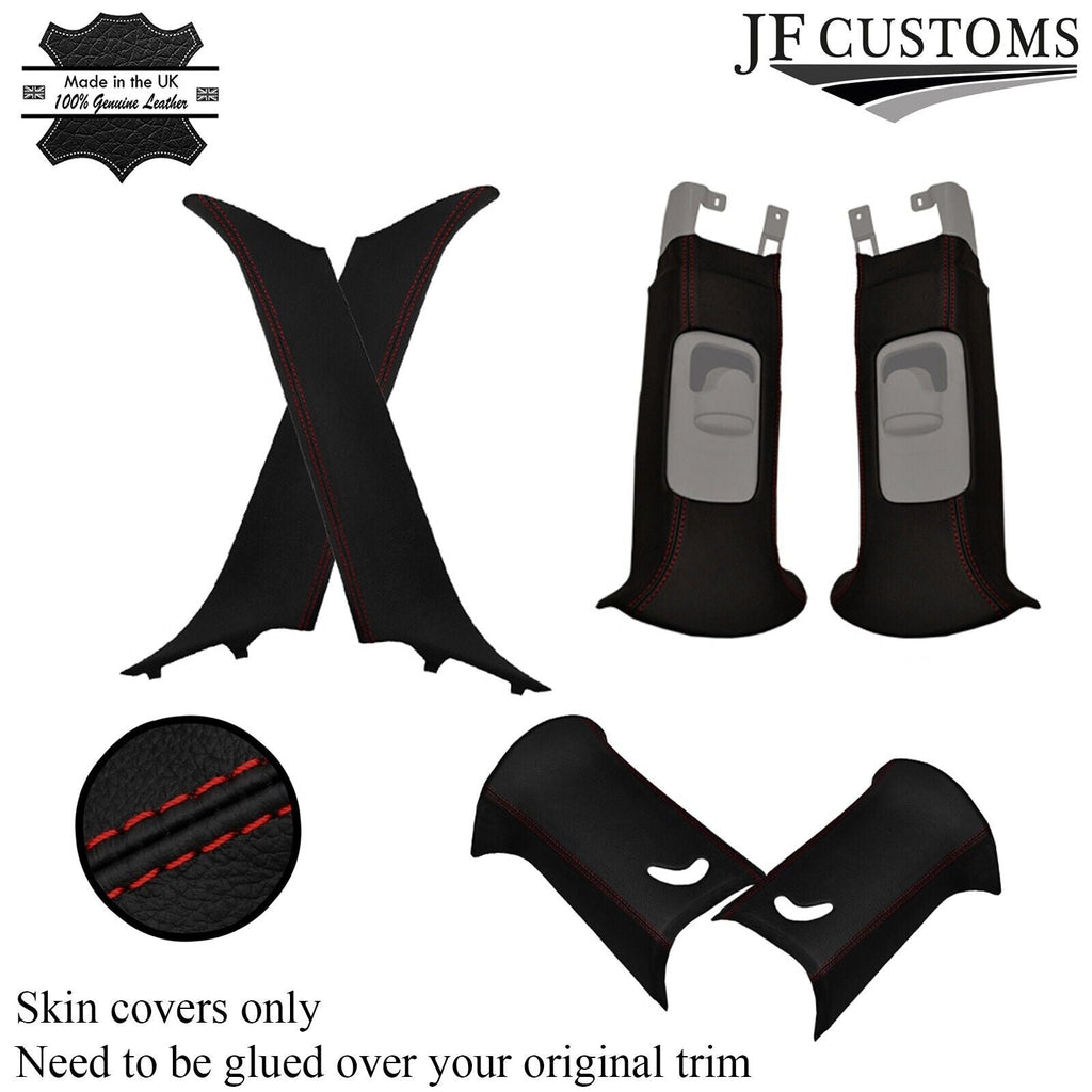 D RED STITCH ITALIAN LEATHER PILLAR KIT COVERS FOR BMW MINI R50 R53 01-06