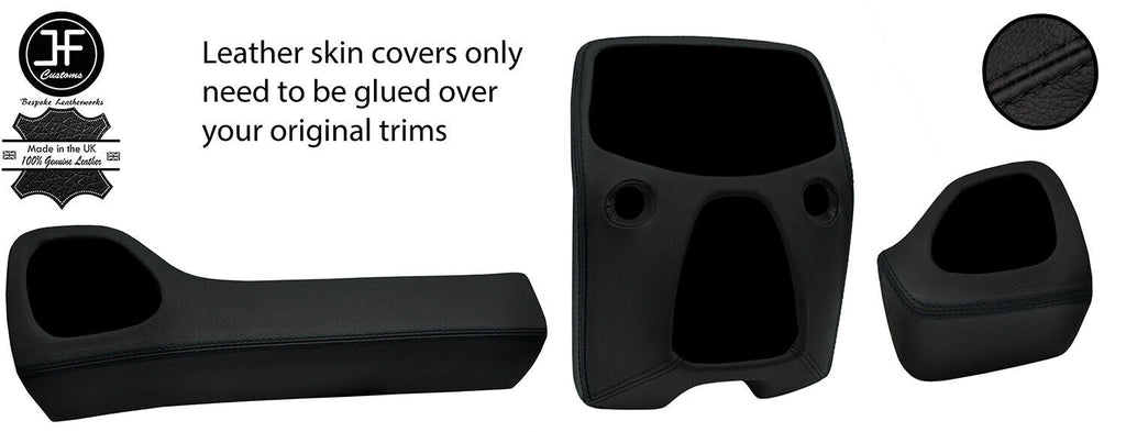 BLACK STITCH THREE PIECE DASH KIT TRIM LEATHER COVERS FOR PEUGEOT 108 2014-2019