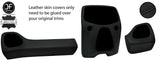 BLACK STITCH THREE PIECE DASH KIT TRIM LEATHER COVERS FOR PEUGEOT 108 2014-2019
