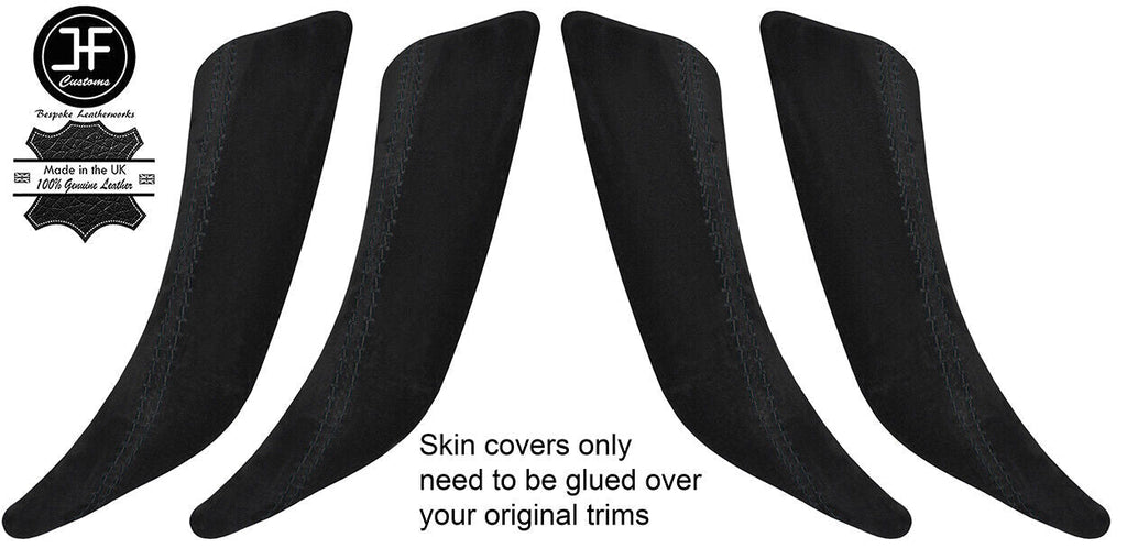 BLACK STITCH 2X FRONT & 2X REAR DOOR HANDLE TRIM SUEDE COVERS FOR BMW F20 11-18