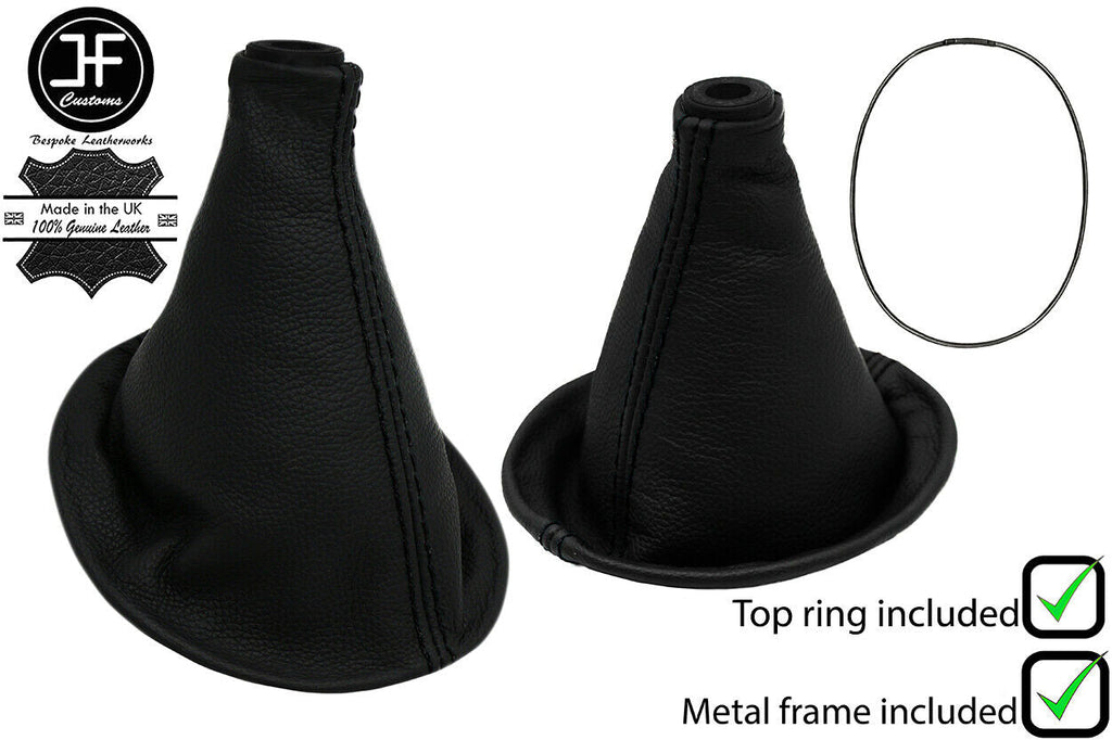 BLACK STITCH LEATHER GEAR GAITER &BOTTOM FRAME &TOP RING FOR TOYOTA YARIS 03-05