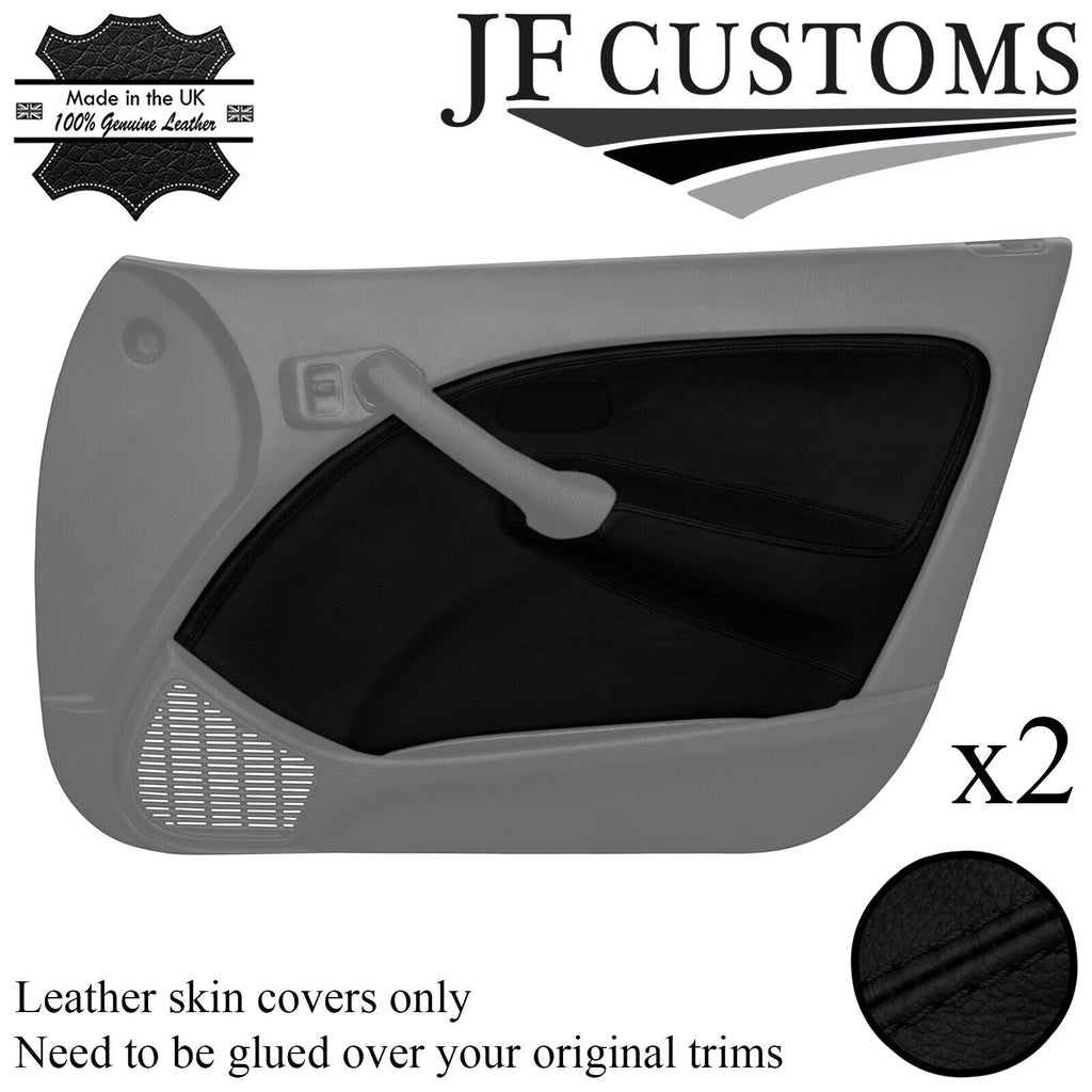 BLACK STITCH LEATHER 2X FRONT DOOR CARD TRIM COVER FOR ROVER 45 MG ZS 99-05