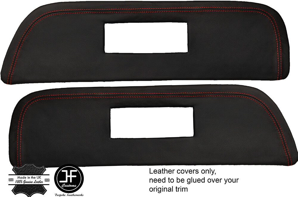 RED STITCH 2X DOOR CARD TRIM INSERT LEATHER COVERS FITS SAAB 900 CLASSIC 78-93