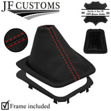 RED STITCH LEATHER GEAR GAITER WITH PLASTIC FRAME FITS KIA STONIC 17-21