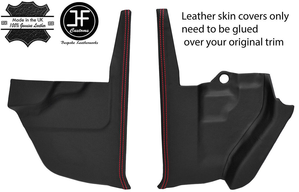 RED STITCH 2X REAL LEATHER TOE BOX TRIM COVERS FITS RANGE ROVER CLASSIC