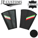 BLACK STITCH ITALIAN STRIPE 2X SEAT BELT LONG COVERS FOR FIAT 124 SPIDER 16-20