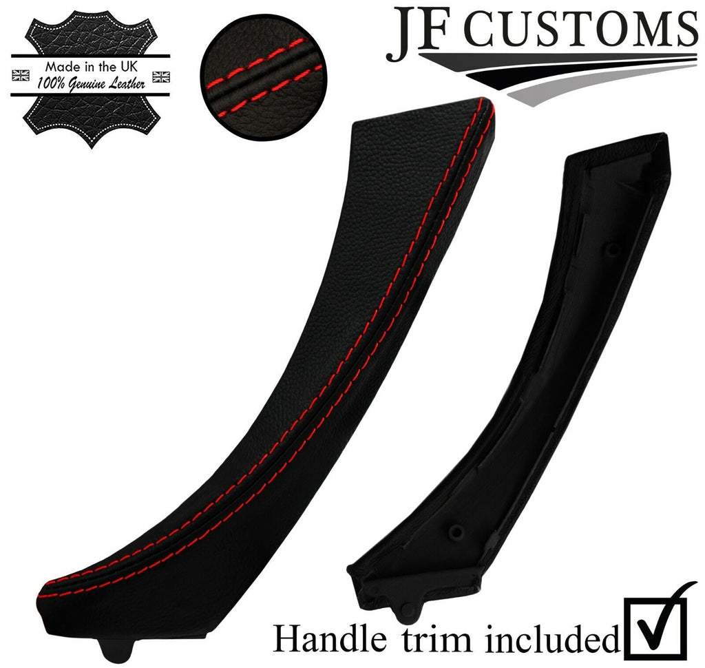 RED STITCH LEATHER 1X FRONT DOOR HANDLE TRIM + COVER FOR BMW E90 E91 E92 E93