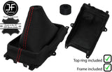 RED  STITCH LEATHER GEAR GAITER+PLASTIC FRAME+TOP RING FITS MAZDA 6 2002-2007