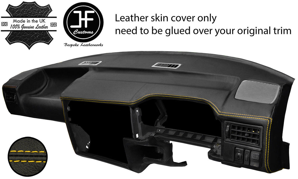 YELLOW STITCH DASH DASHBOARD REAL LEATHER COVER FITS VW T4 TRANSPORTER STYLE 2