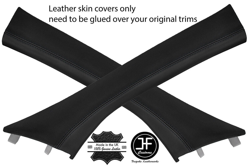 BLACK STITCHING 2X A PILLAR REAL LEATHER COVERS FOR SMART FORFOUR 2014-2018