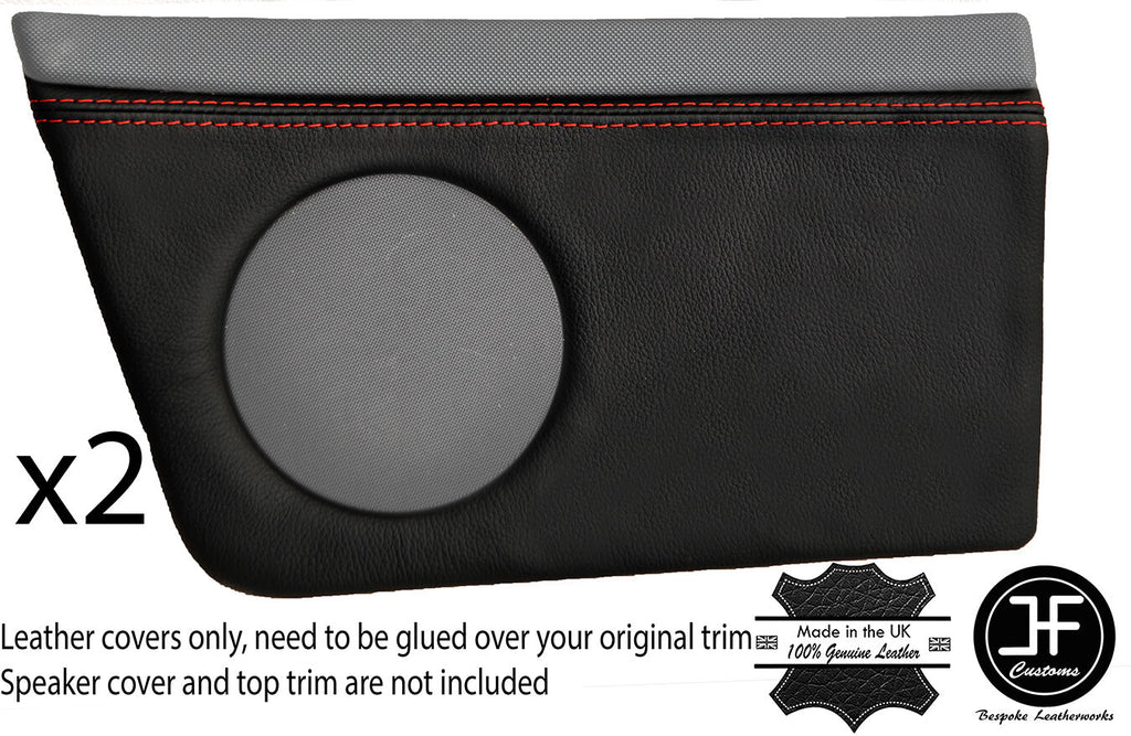 RED  STITCH 2X REAR SPEAKER PANEL LEATHER COVERS FITS AUDI 80 CABRIO 1991-2000