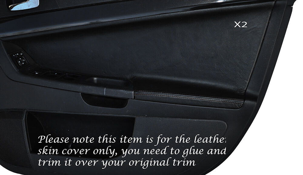 BLACK STITCH 2X FRONT DOOR CARD TRIM SKIN COVER FITS MITSUBISHI LANCER EVO X 10