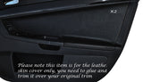 BLACK STITCH 2X FRONT DOOR CARD TRIM SKIN COVER FITS MITSUBISHI LANCER EVO X 10