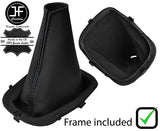 BLACK STITCH REAL LEATHER GEAR GAITER+PLASTIC FRAME FITS PEUGEOT 108 2014-2018