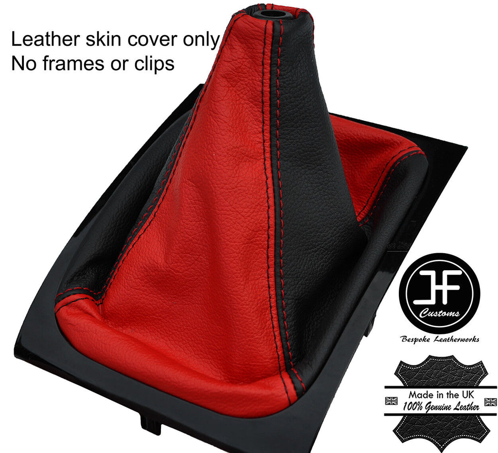 BLACK & RED TOP GRAIN LEATHER MANUAL GEAR GAITER FITS MITSUBISHI L200 2015-18