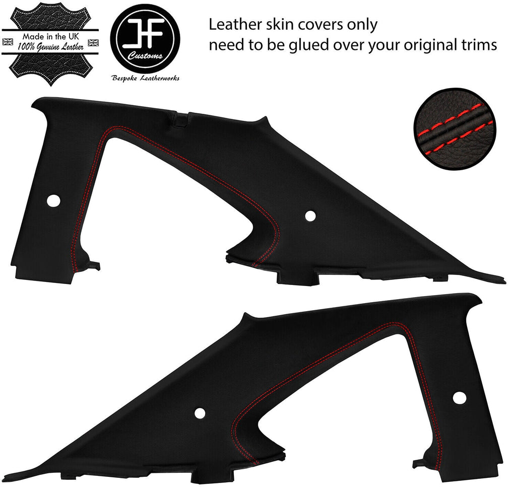RED STITCH 2X B C PILLAR LEATHER COVERS FITS NISSAN S15 200SX SILVIA 99-03